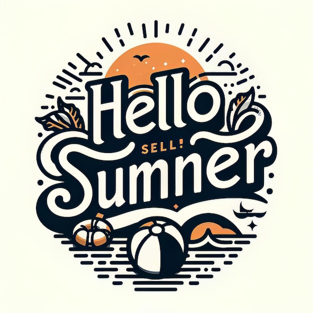 Photo hello summer tshirt design with summer illustration