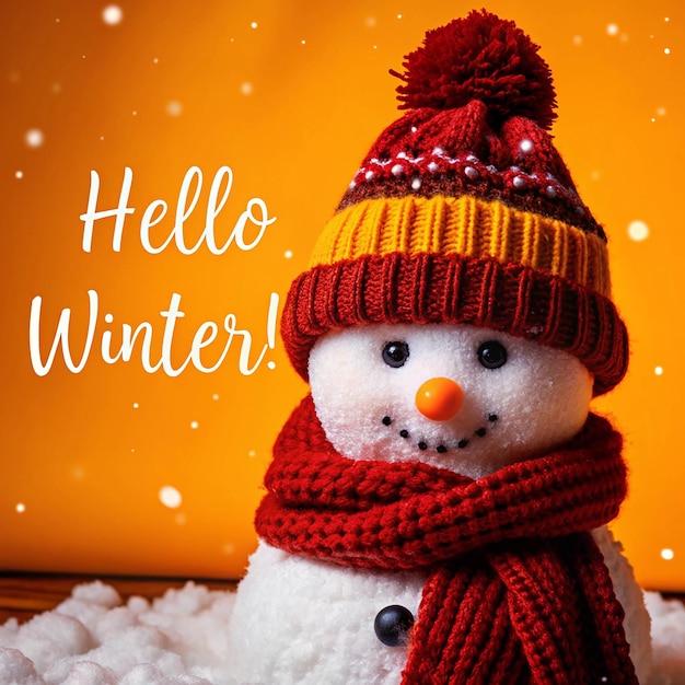 Hello winter background with snowflakes