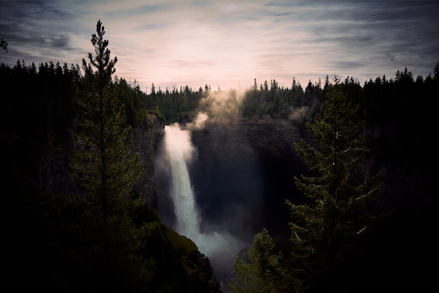 Helmcken Falls waterfall sunrise on the Murtle River