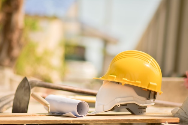 Helmet hard hard for worker Engineer on site construction