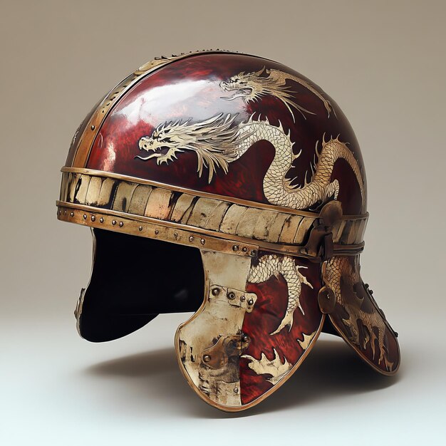 Photo a helmet with dragons on it is made by a dragon