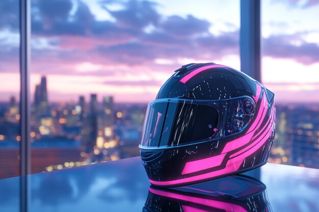 Photo a helmet with the number 10 on it sits on a window sill