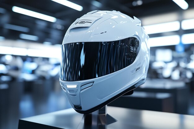 Photo a helmet with the visor on it is made by a motorcycle