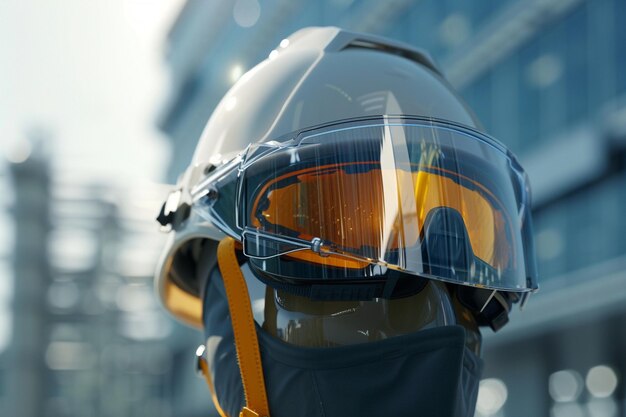 Photo a helmet with a yellow helmet and goggles that says  goggles