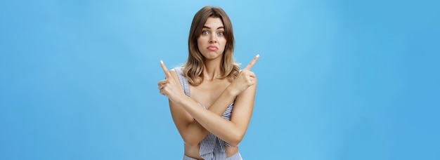 Help girl make hard decision portrait of gloomy unsure hesitant cute female model with natural hair