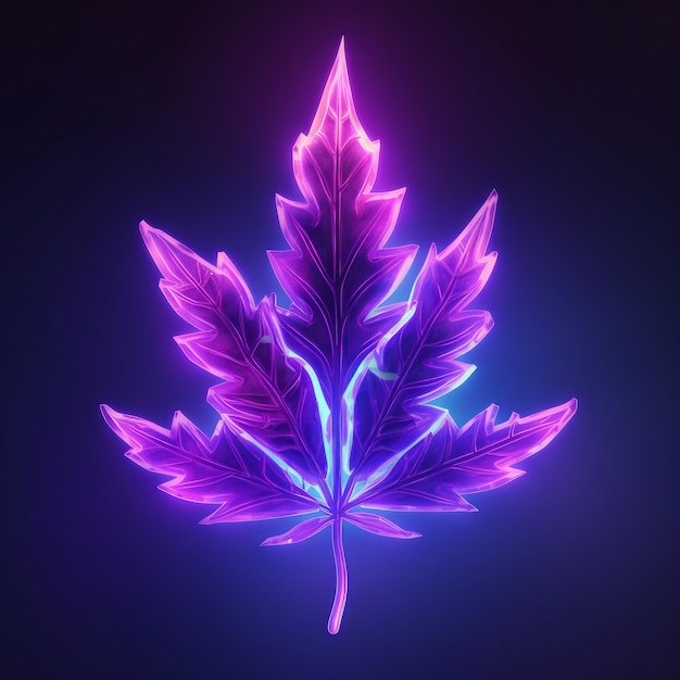 Photo hemp leaf marijuana leaf neon logo branding juju trees generative ai