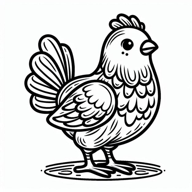 Hen coloring page for children ai generated