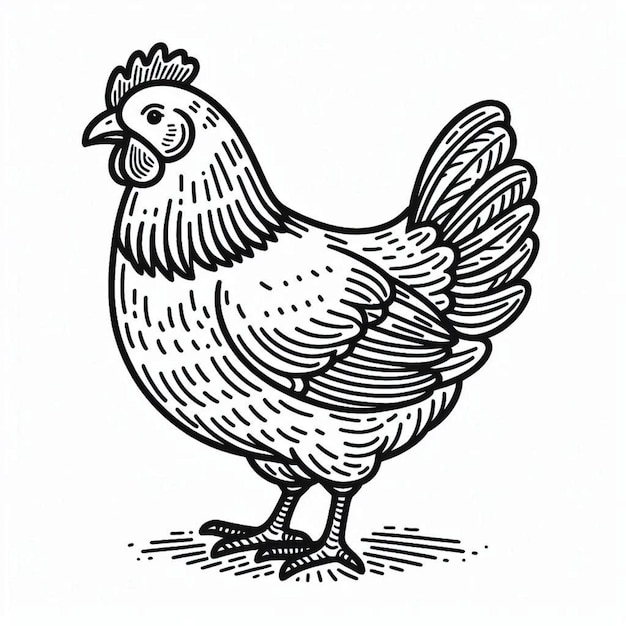 Hen coloring page for children ai generated