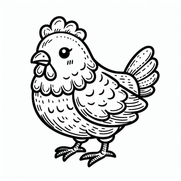 Hen coloring page for children ai generated