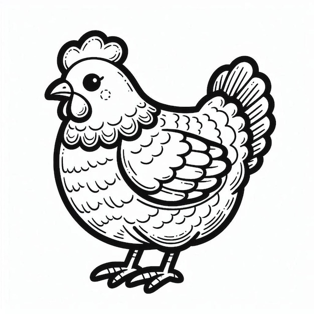 Hen coloring page for children ai generated