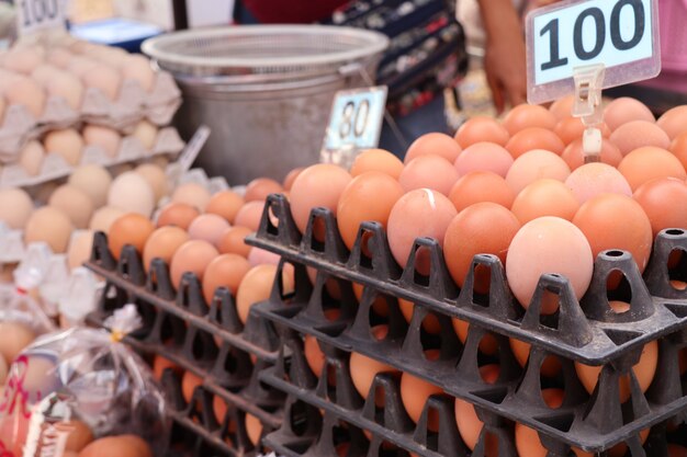 Hen egg in the market