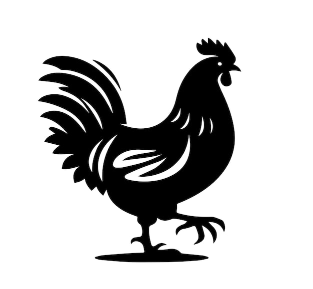 Hen silhouete vector with white background