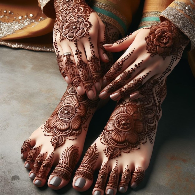 Henna Adorning Hands and Feet