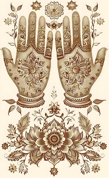 Photo henna tattoo henna mehandi henna pattern eid al fitr traditional decorated henna hands