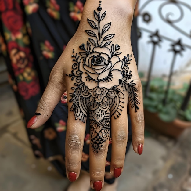 Henna Tattoo Mehndi design Mehndi hand mockup design