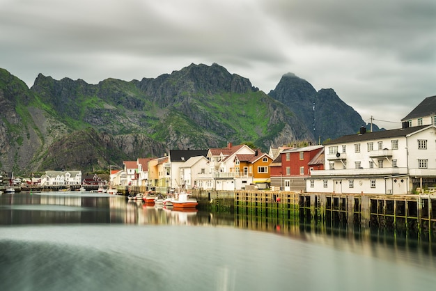 Henningsvaer fishing village in the Lofoten archipelago Norway