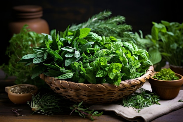 Herb Collection Adorned in a Basket AI