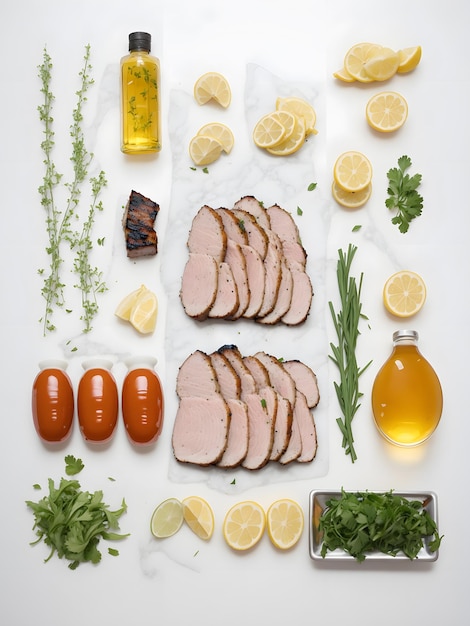 Herb oil grilled pork loin knolling style