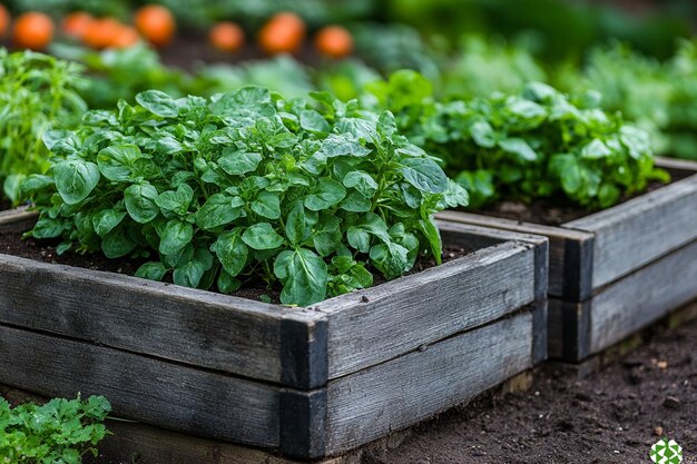 Photo herb and vegetable garden in urban home photo