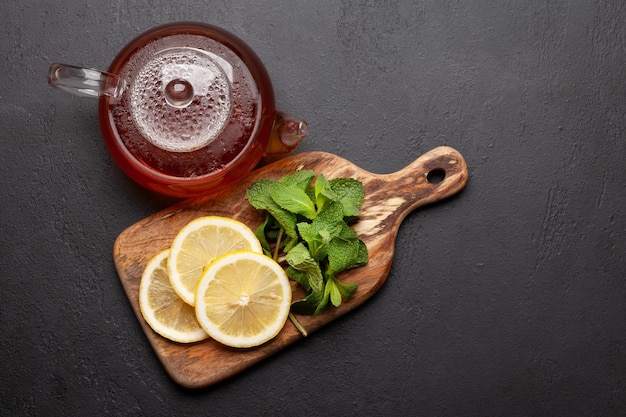 Herbal tea with mint and lemon Teapot