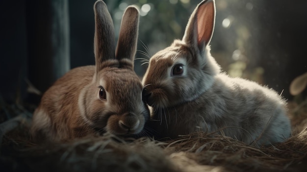 The herd of rabbits eating looks very cute