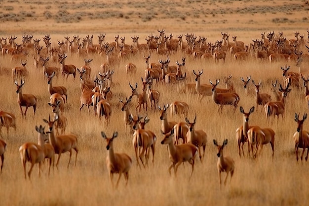 A herd of red deer in the savannah of kenya