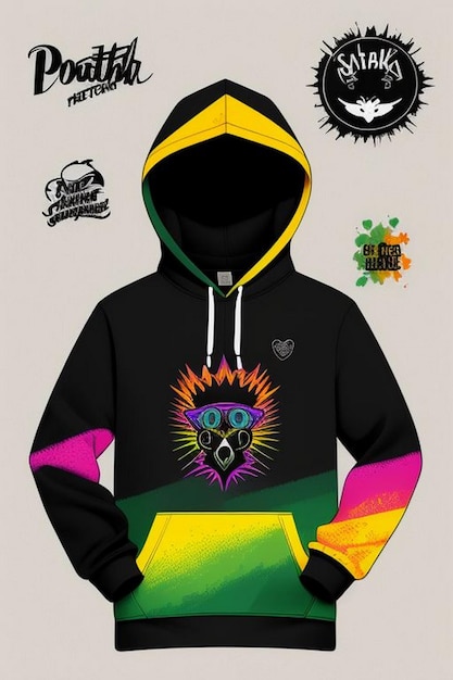 Photo here are some cool 3d mockup of black hoodie with streetwear designs