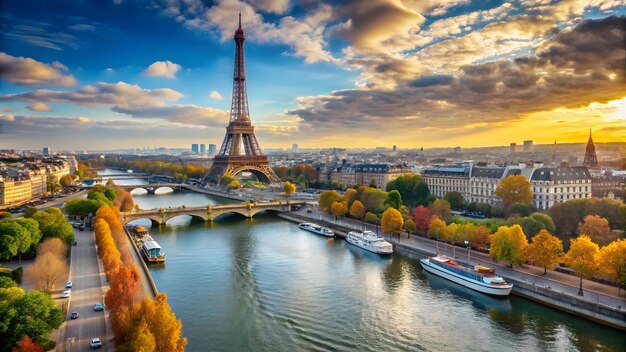 Photo here is the generated image of paris featuring the iconic eiffel tower and the seine river let me