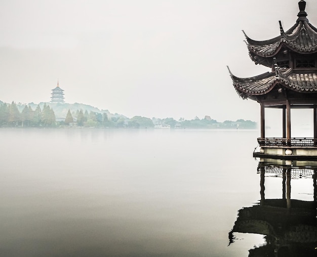 Heritage lake scenic area west lake scenery chinese building hangzhou tourism natural scenery