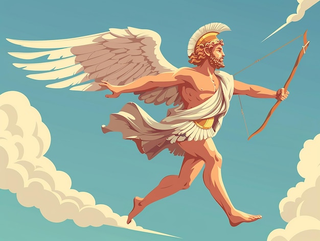 Hermes Flying Swiftly Cartoon Vector