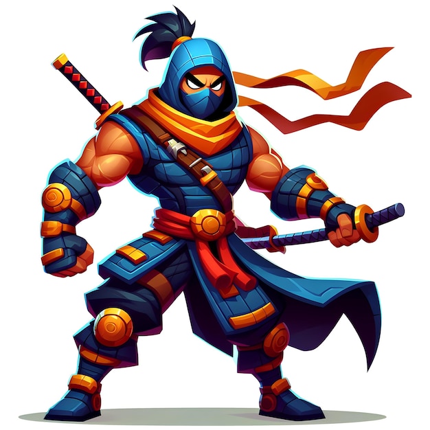 hero character in the game ninja with a sword on white background