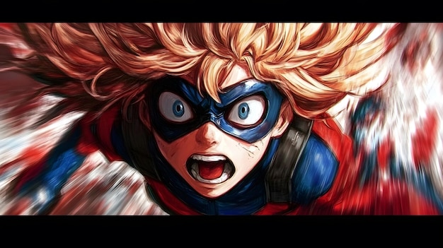 Photo hero character inspired by my hero academia intense expression anime style