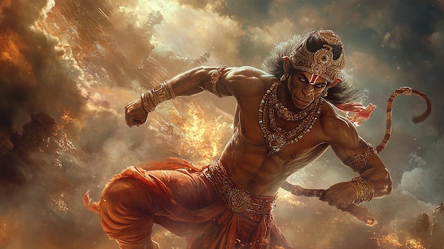 Photo heroic depiction of hanuman the devotee of rama