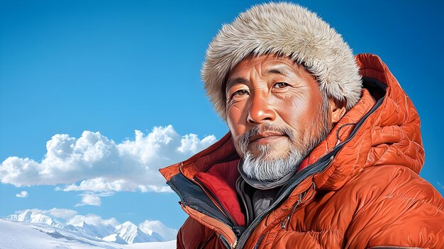 Photo heroic nepalese sherpa guide braving himalayan peaks and trails