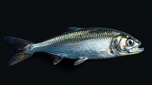 Herring in the solid black background