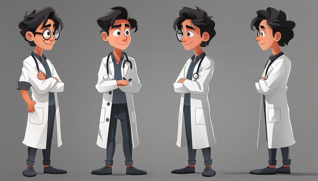 Photo hers a doctor man in cartoon style childrens book illustration for you