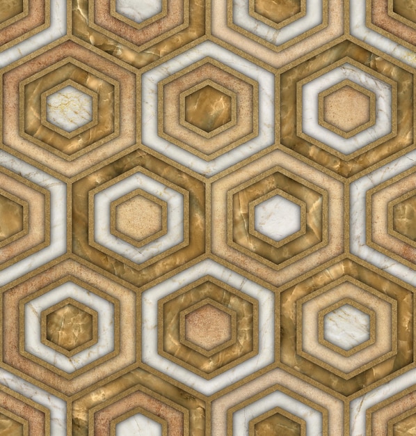 Hexagon Geometric pattern with marble texture Honeycomb