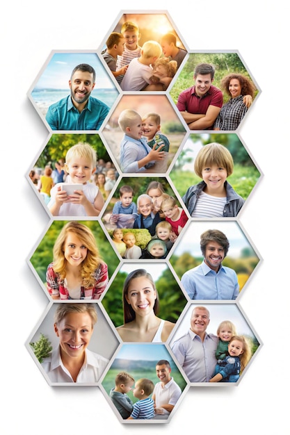 Photo hexagon photo collage template design