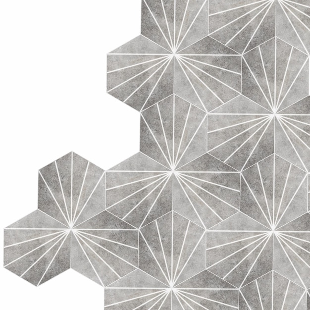 Hexagon tiles with cement texture