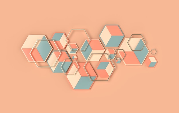 Hexagonal abstract background depth of field effect Modern cellular honeycomb 3d panel with hexagons