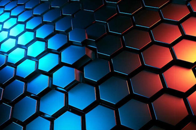 Hexagonal abstract metal background with light