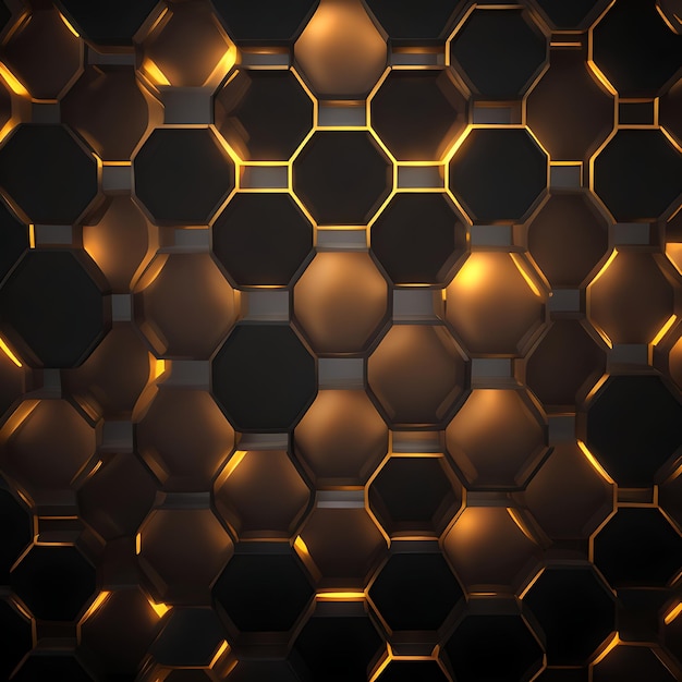 Hexagonal abstract metal background with light