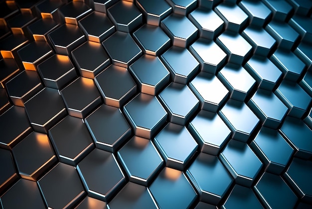 Hexagonal abstract metal Background with light