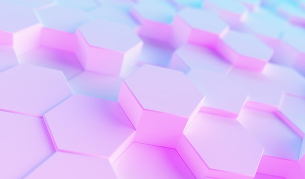 hexagonal background. Futuristic technology concept. colorful bright neon uv blue and purple Hex geometry pattern.