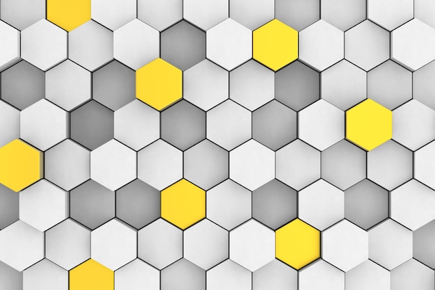 Hexagonal cellular structure Wall texture with 3D hexagon tile pattern 3D illustration