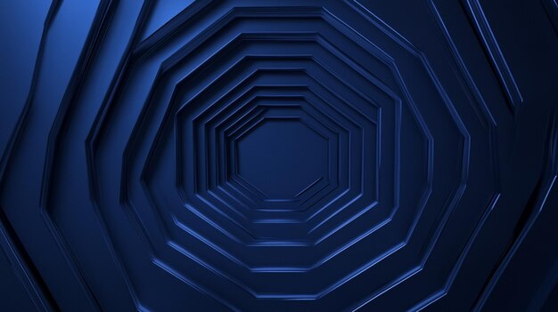 Photo hexagonal dark blue background with radial center providing a dynamic and modern design texture 3d rendering