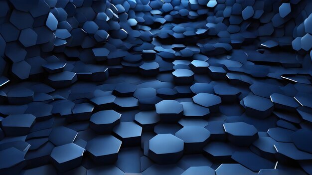 Photo hexagonal placeholder background dark blue navy 3d rendering