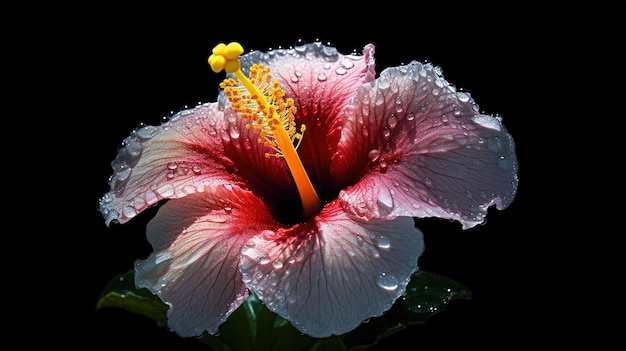 Photo a hibiscus flower with a drop of water on it