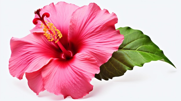 Hibiscus flower with leaf