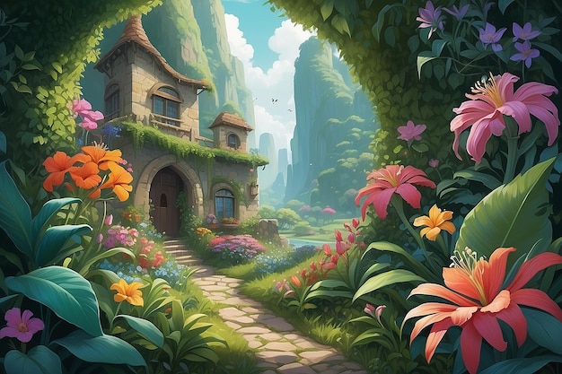 Hidden Garden Discovery Character Illustration with Rare Pappy Flowers